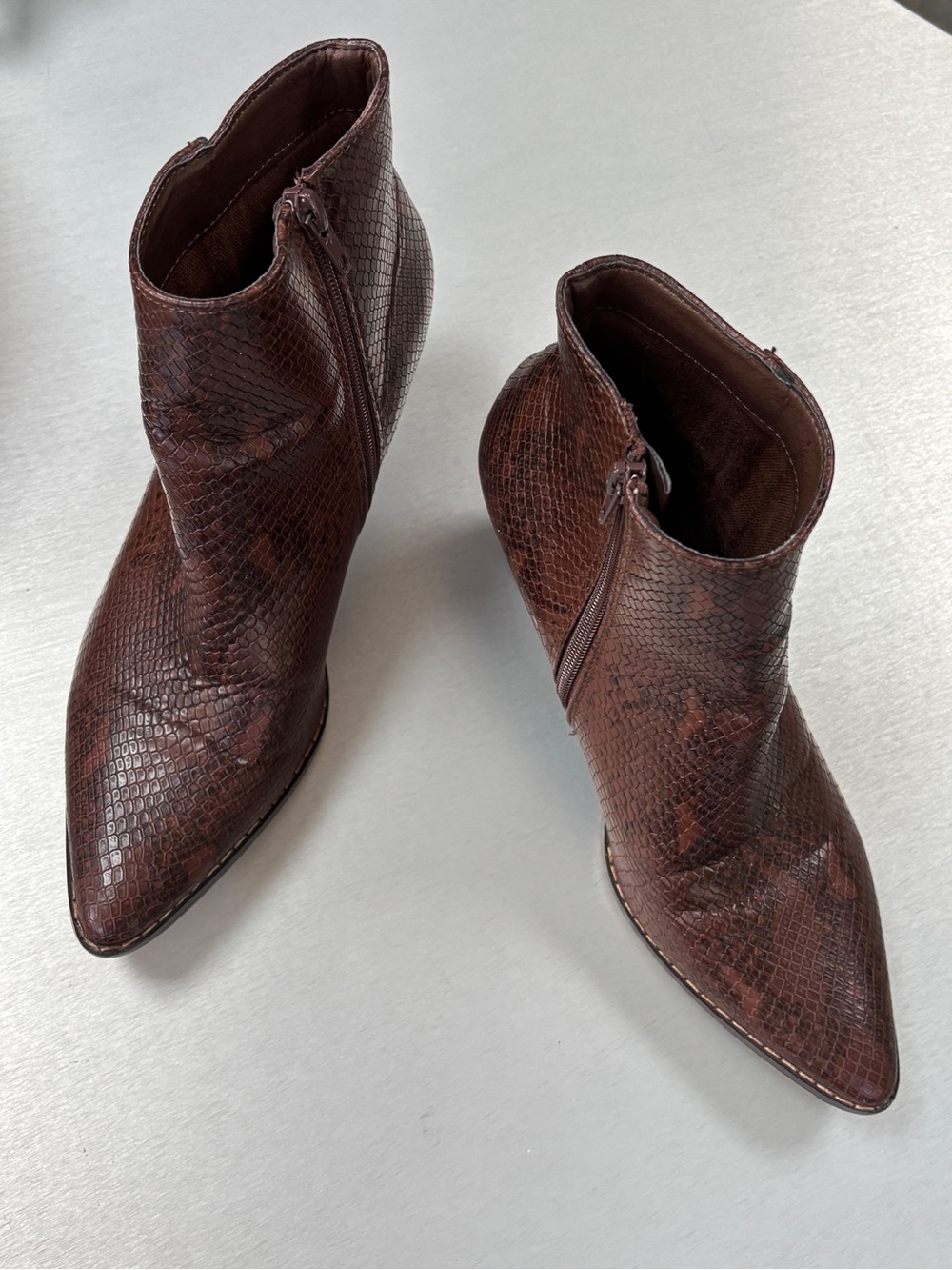 Western Brown Snake-Embossed Ankle Boot 8 - Picture 6 of 12